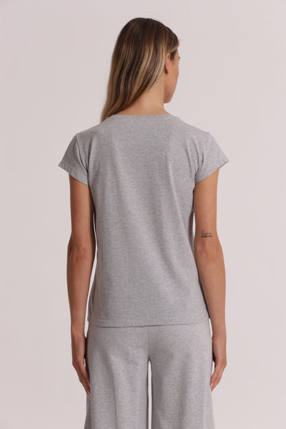 T-SHIRT "LOVE" STAMPA IN VELLUTO E FIOCCO IN STRASS