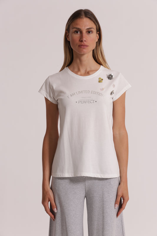 T-SHIRT "I AM LIMITED EDITION" CON DETTAGLI STRASS