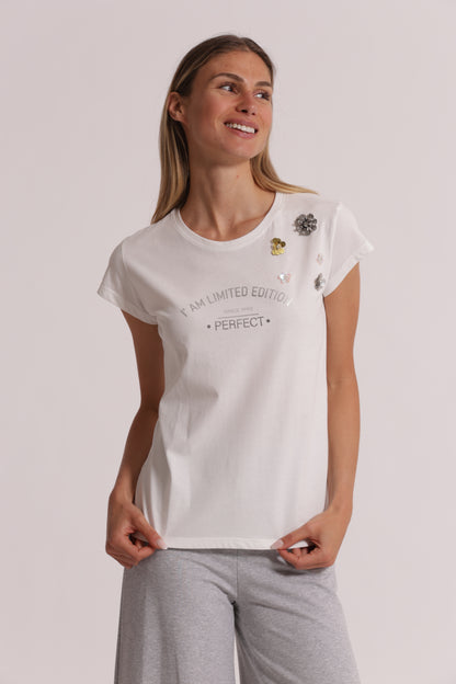 T-SHIRT "I AM LIMITED EDITION" CON DETTAGLI STRASS