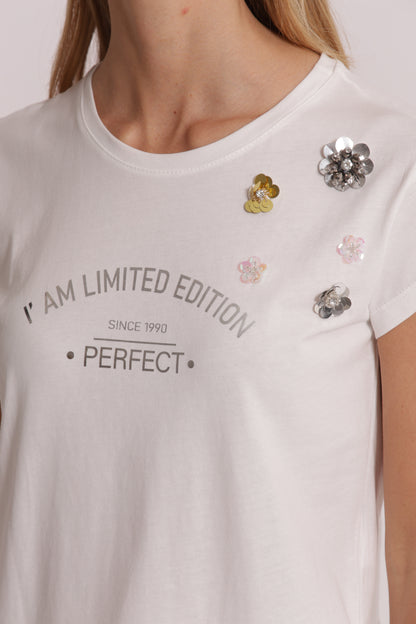 T-SHIRT "I AM LIMITED EDITION" CON DETTAGLI STRASS
