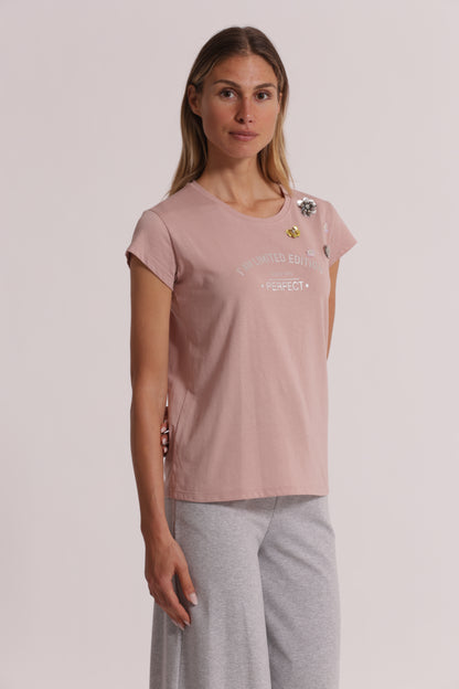 T-SHIRT "I AM LIMITED EDITION" CON DETTAGLI STRASS