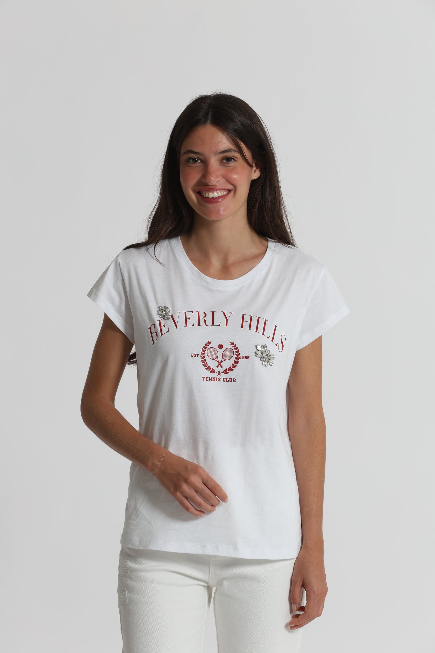 T-SHIRT "BEVERLY HILLS" CON DETTAGLI STRASS