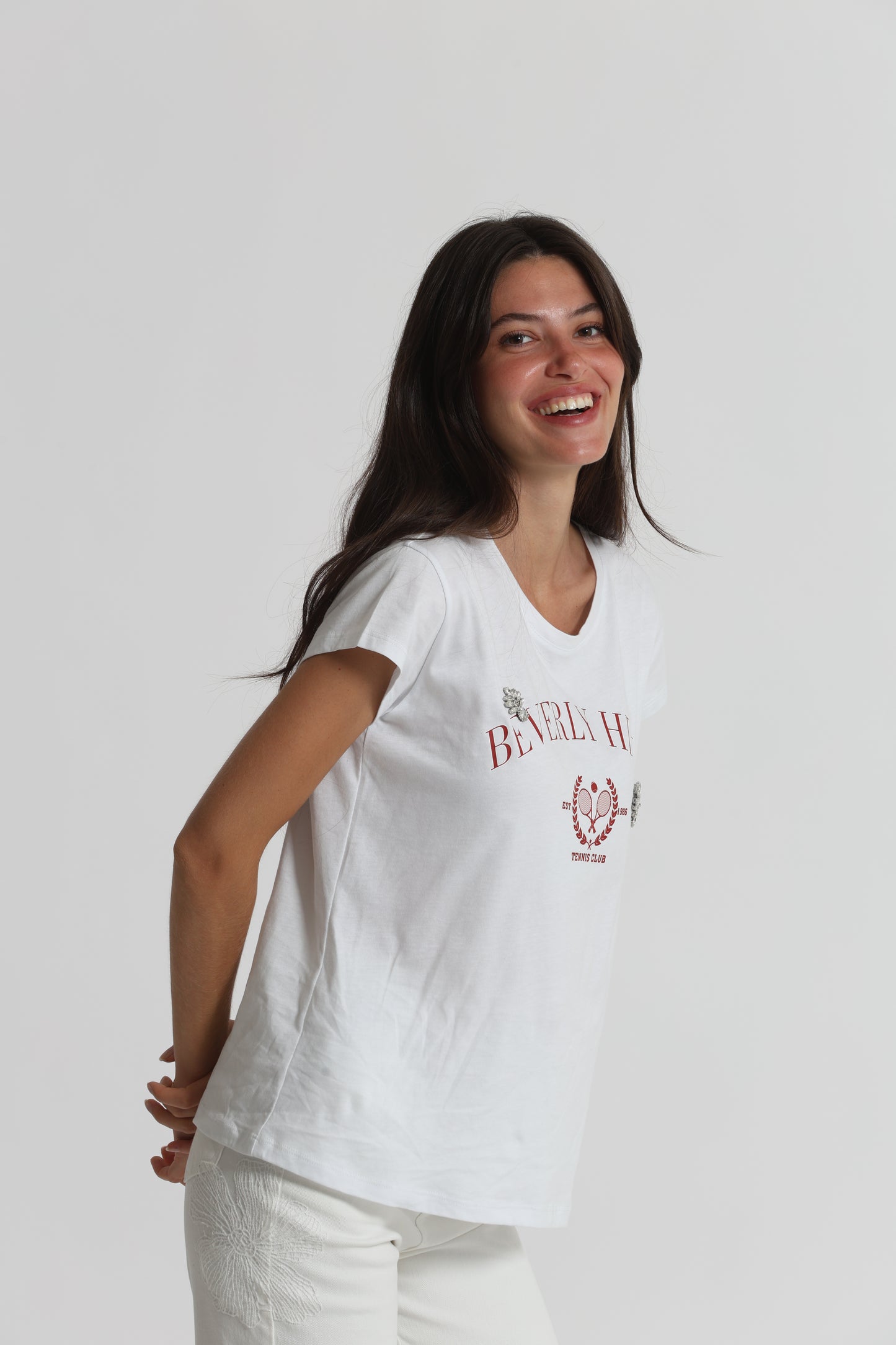 T-SHIRT "BEVERLY HILLS" CON DETTAGLI STRASS
