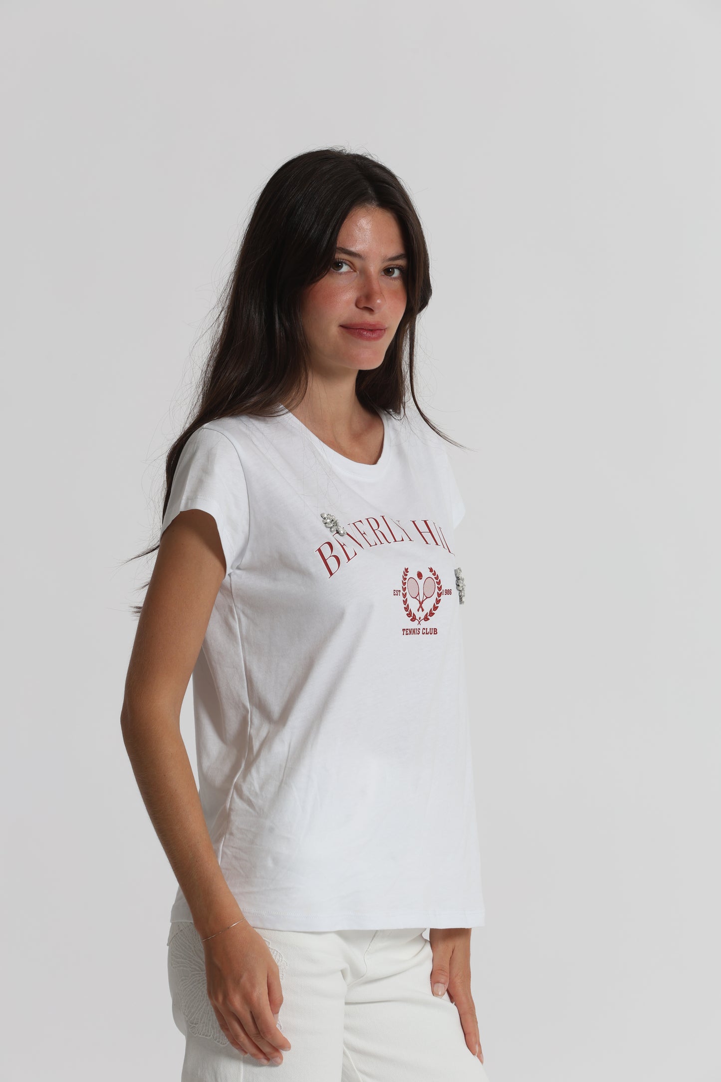 T-SHIRT "BEVERLY HILLS" CON DETTAGLI STRASS