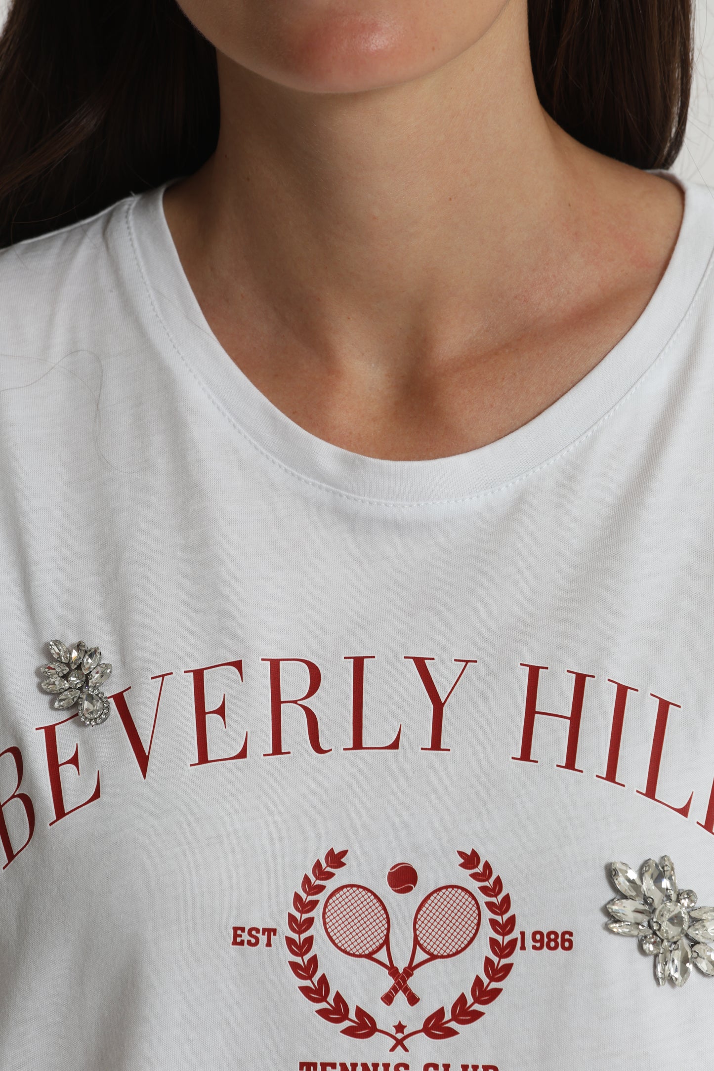 T-SHIRT "BEVERLY HILLS" CON DETTAGLI STRASS