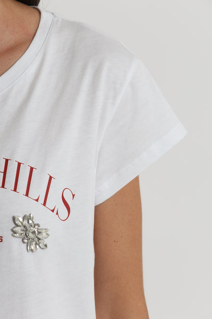 T-SHIRT "BEVERLY HILLS" CON DETTAGLI STRASS