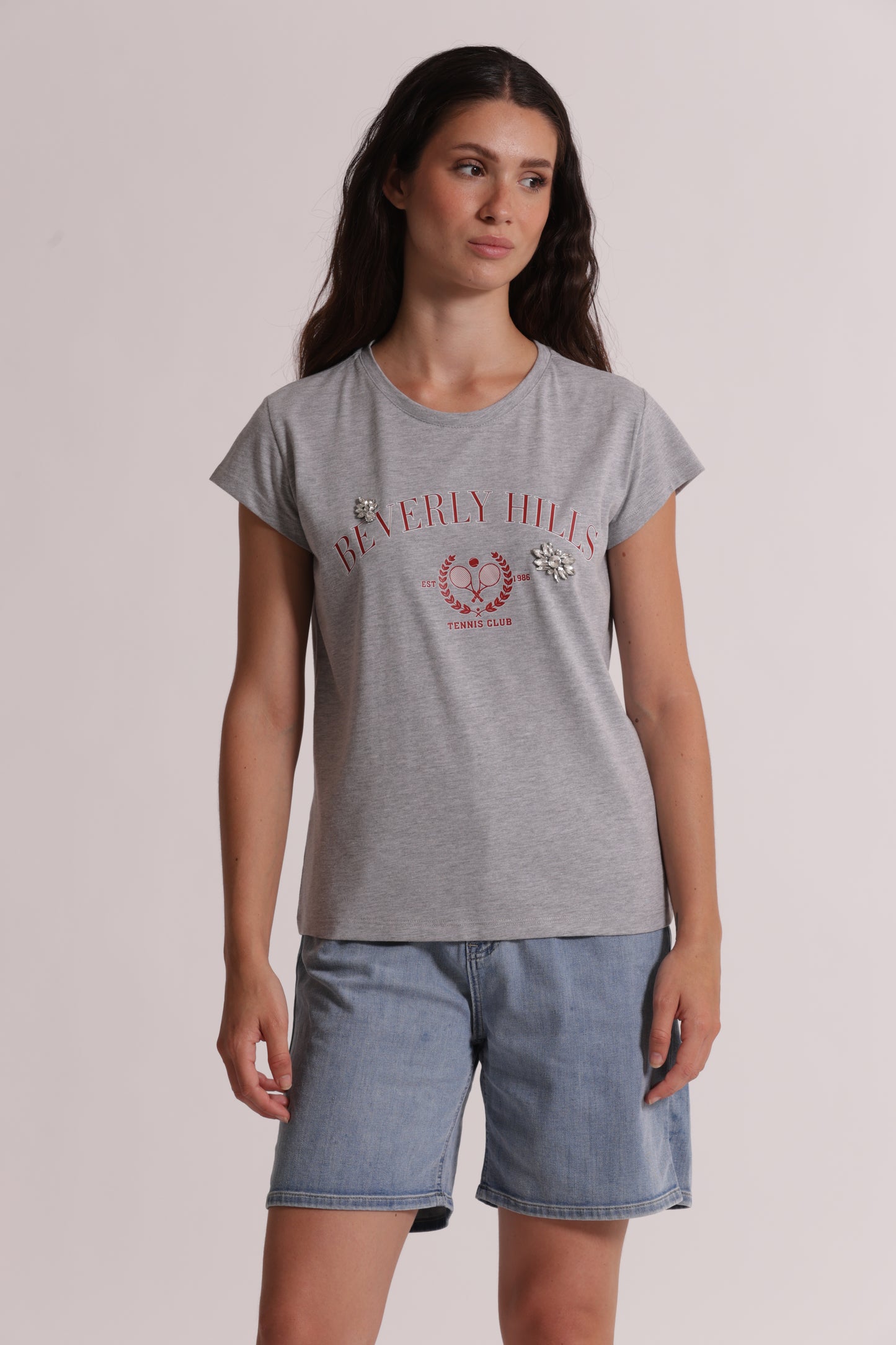 T-SHIRT "BEVERLY HILLS" CON DETTAGLI STRASS