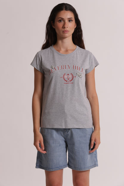 T-SHIRT "BEVERLY HILLS" CON DETTAGLI STRASS