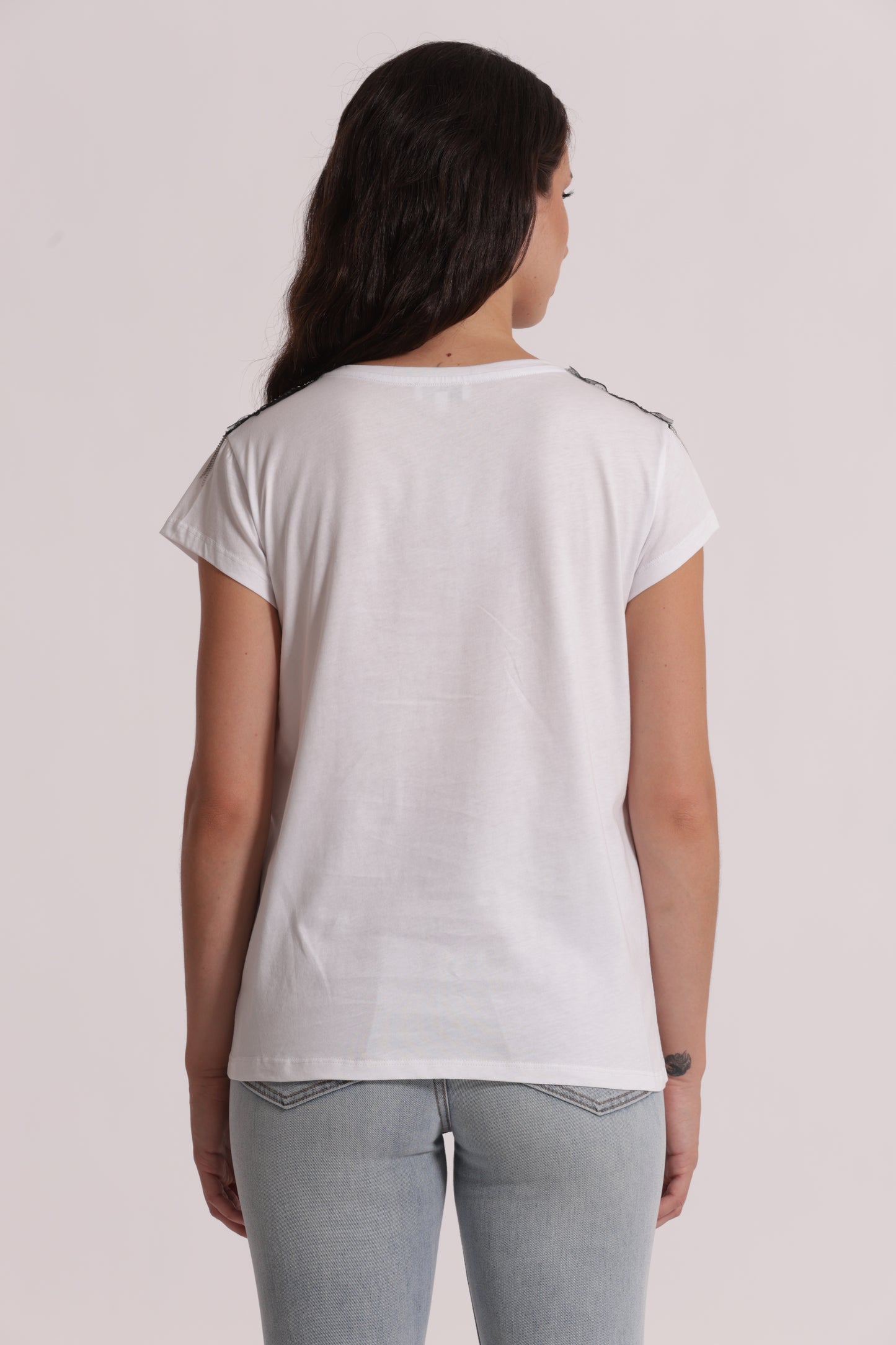 T-SHIRT "LA VIE EST BELLE" CON DETTAGLI FRANGE