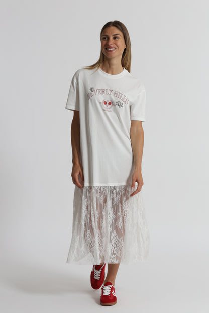 ABITO MEZZE MANICHE "BEVERLY HILLS" CON INSERTI IN PIZZO