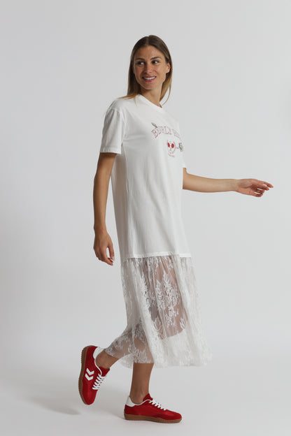 ABITO MEZZE MANICHE "BEVERLY HILLS" CON INSERTI IN PIZZO