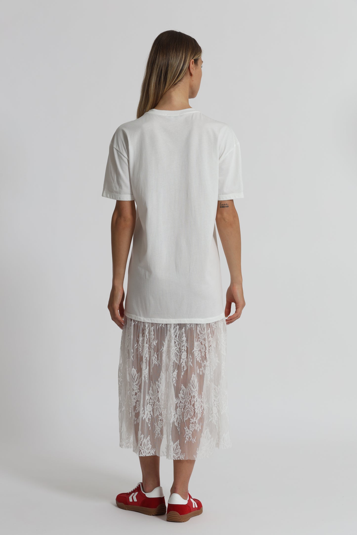 ABITO MEZZE MANICHE "BEVERLY HILLS" CON INSERTI IN PIZZO