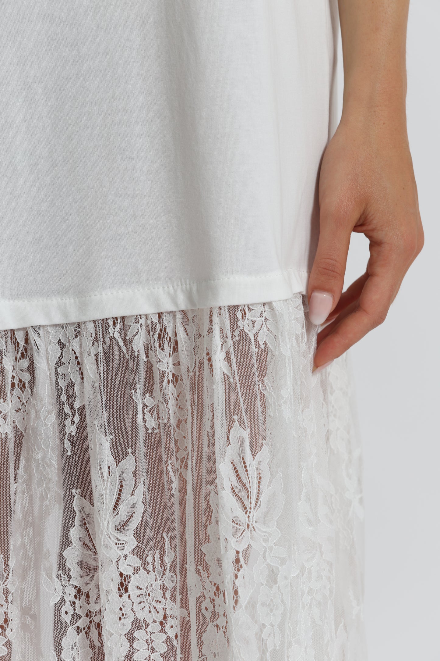 ABITO MEZZE MANICHE "BEVERLY HILLS" CON INSERTI IN PIZZO