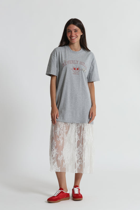 ABITO MEZZE MANICHE "BEVERLY HILLS" CON INSERTI IN PIZZO