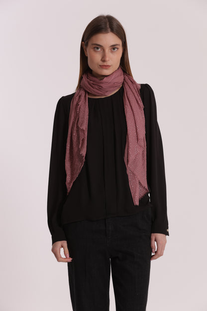 FOULARD TINTA UNITA CON STRASS (180X80 cm)