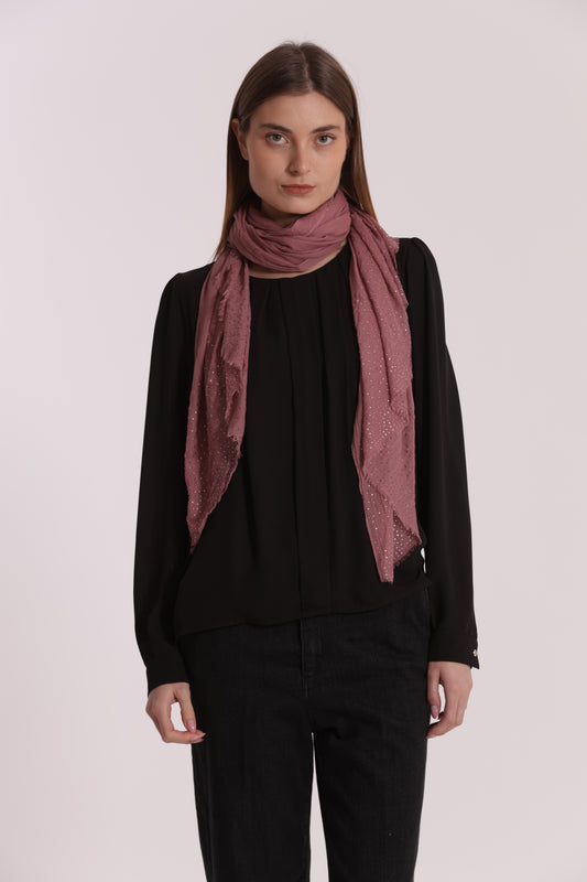 FOULARD TINTA UNITA CON STRASS (180X80 cm)