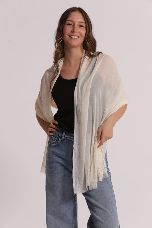 FOULARD TINTA UNITA CON STRASS (180X80 cm)