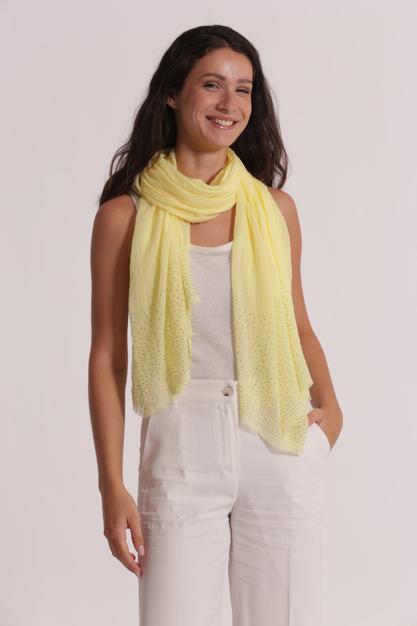 FOULARD TINTA UNITA CON STRASS (180X80 cm)