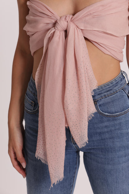 FOULARD TINTA UNITA CON STRASS (180X80 cm)