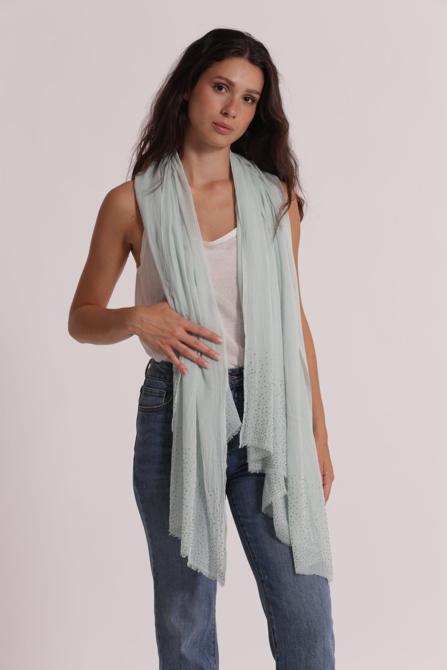 FOULARD TINTA UNITA CON STRASS (180X80 cm)