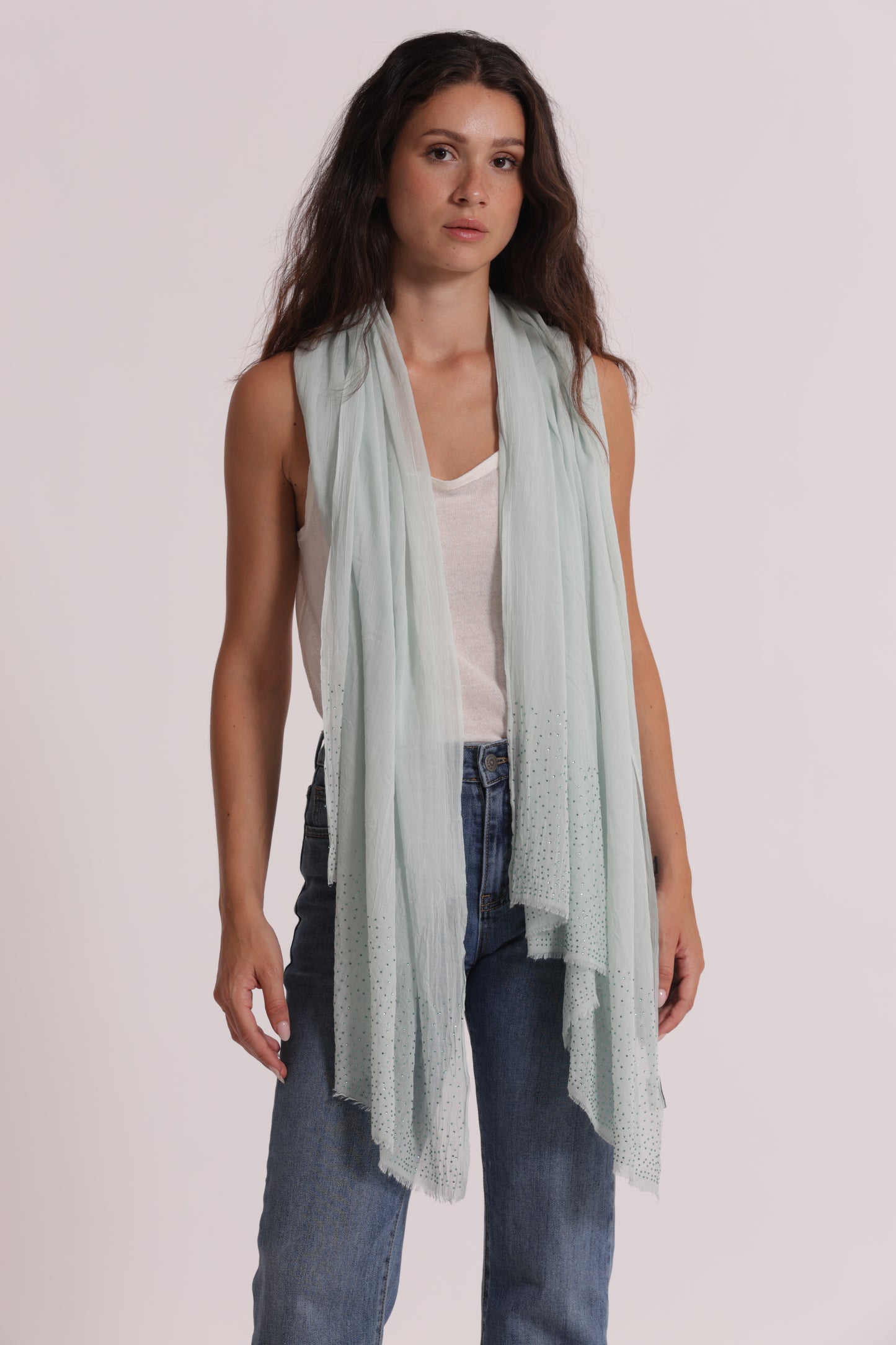 FOULARD TINTA UNITA CON STRASS (180X80 cm)