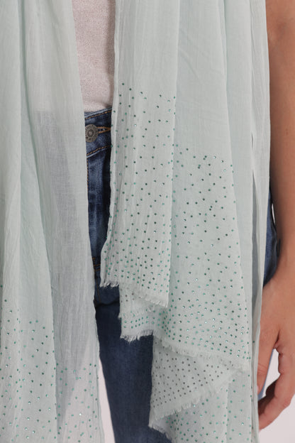 FOULARD TINTA UNITA CON STRASS (180X80 cm)