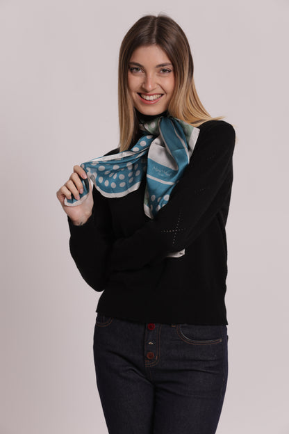 FOULARD CON CORNICE A PALLINI (90X90 cm)