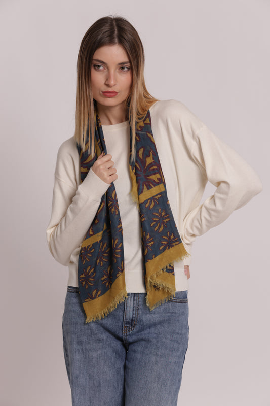 FOULARD FLOWER BOTTOM (135X135 cm)