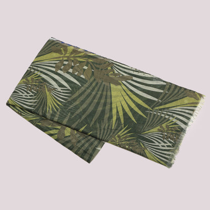 FOULARD CON PALME E FOGLIA (180X80 cm)