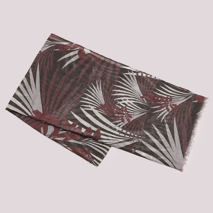 FOULARD CON PALME E FOGLIA (180X80 cm)