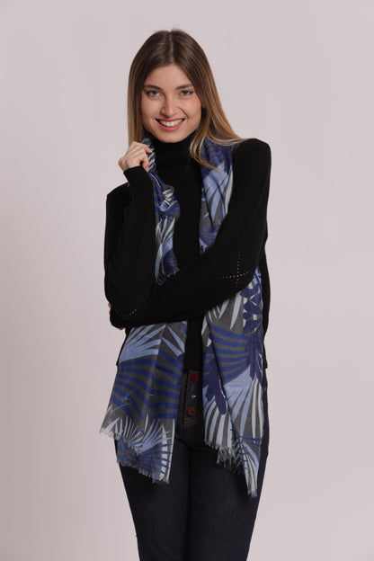 FOULARD CON PALME E FOGLIA (180X80 cm)