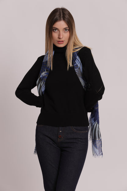 FOULARD CON PALME E FOGLIA (180X80 cm)