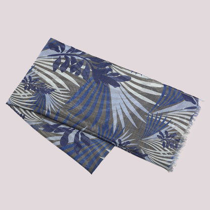 FOULARD CON PALME E FOGLIA (180X80 cm)