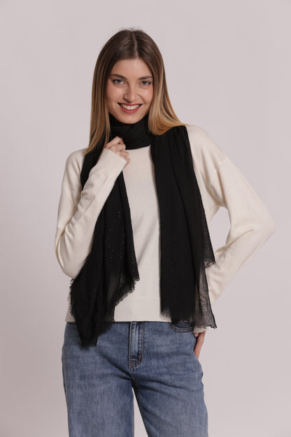 FOULARD IN TINTA UNITA CON STRASS (180X80 cm)