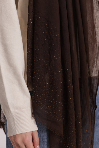 FOULARD IN TINTA UNITA CON STRASS (180X80 cm)