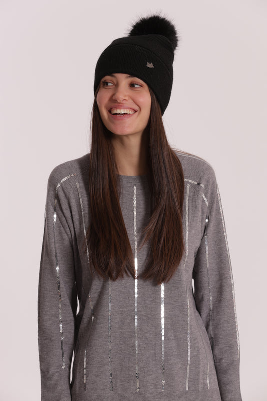 BERRETTO CON DETTAGLIO LUREX E STRISCIA DI STRASS