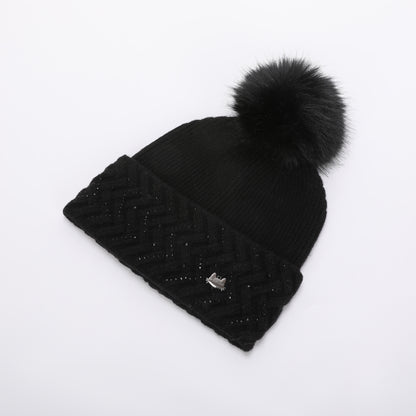 BERRETTO CON STRASS A ZIG ZAG E PON PON