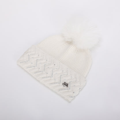 BERRETTO CON STRASS A ZIG ZAG E PON PON