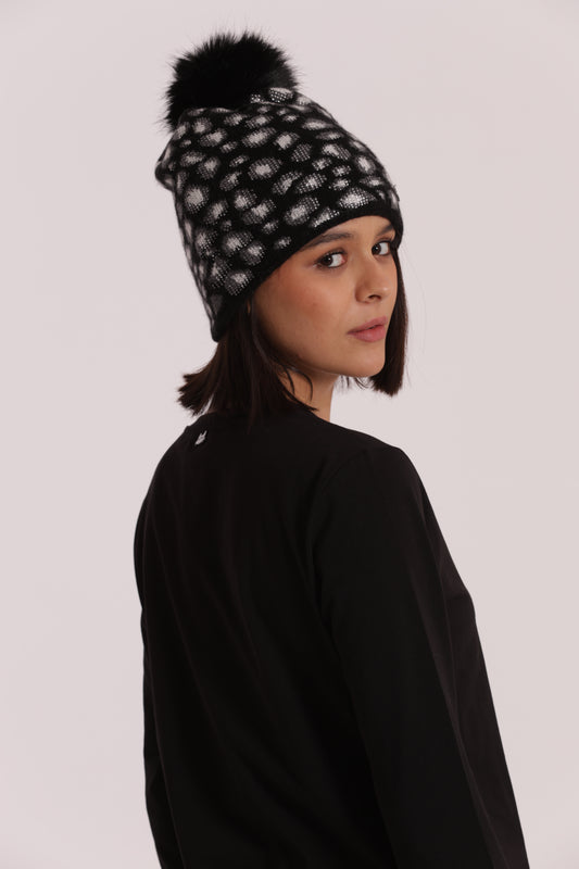 BERRETTO LEOPARDATO CON STRASS E PON PON