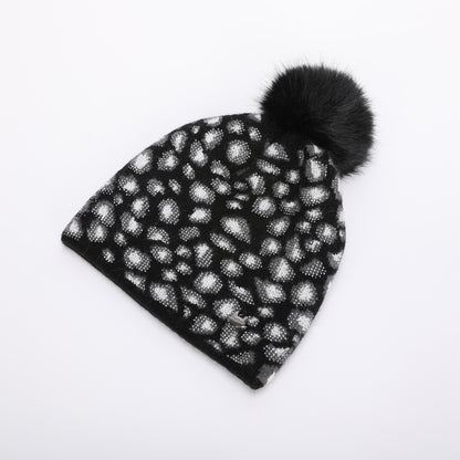 BERRETTO LEOPARDATO CON STRASS E PON PON