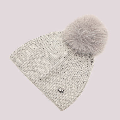 BERRETTO CON PIOGGIA DI STRASS E PON PON