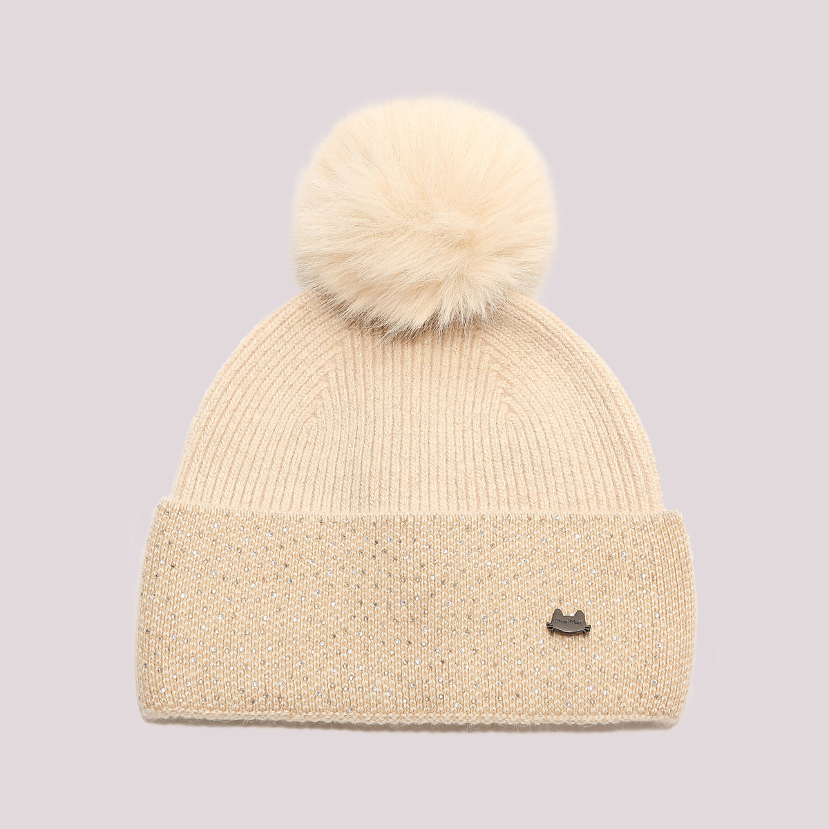 BERRETTO CON STRASS SUL RISVOLTO E PON PON