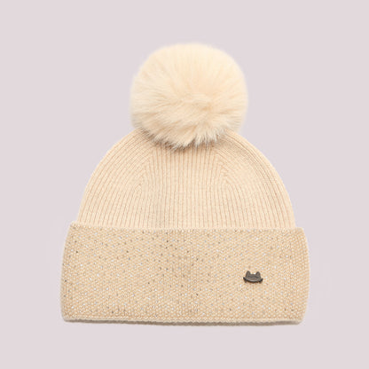 BERRETTO CON STRASS SUL RISVOLTO E PON PON