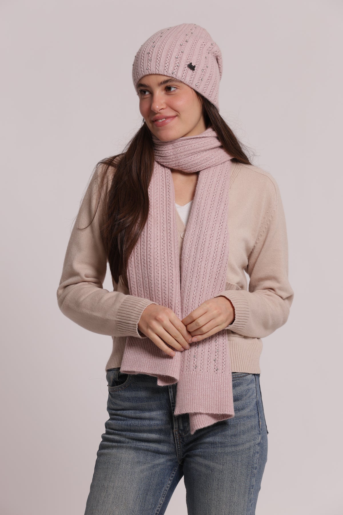 SCIARPA CON PICCOLE TRECCE CON STRASS