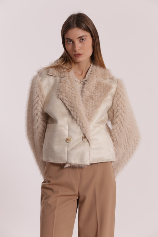 GIUBBOTTO CROPPED REVERSIBILE EFFETTO MONTONE