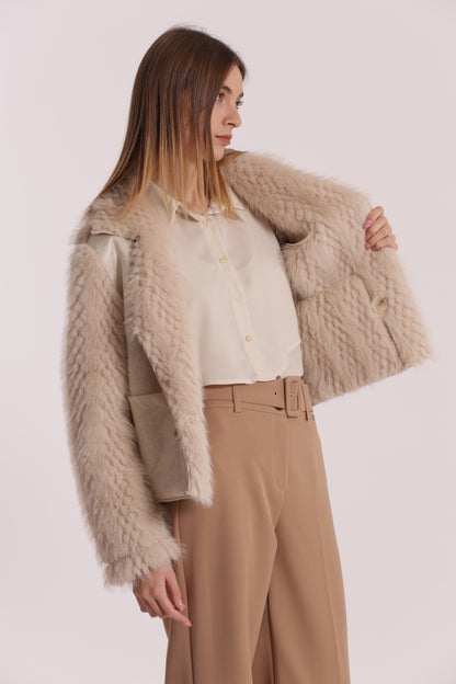 GIUBBOTTO CROPPED REVERSIBILE EFFETTO MONTONE