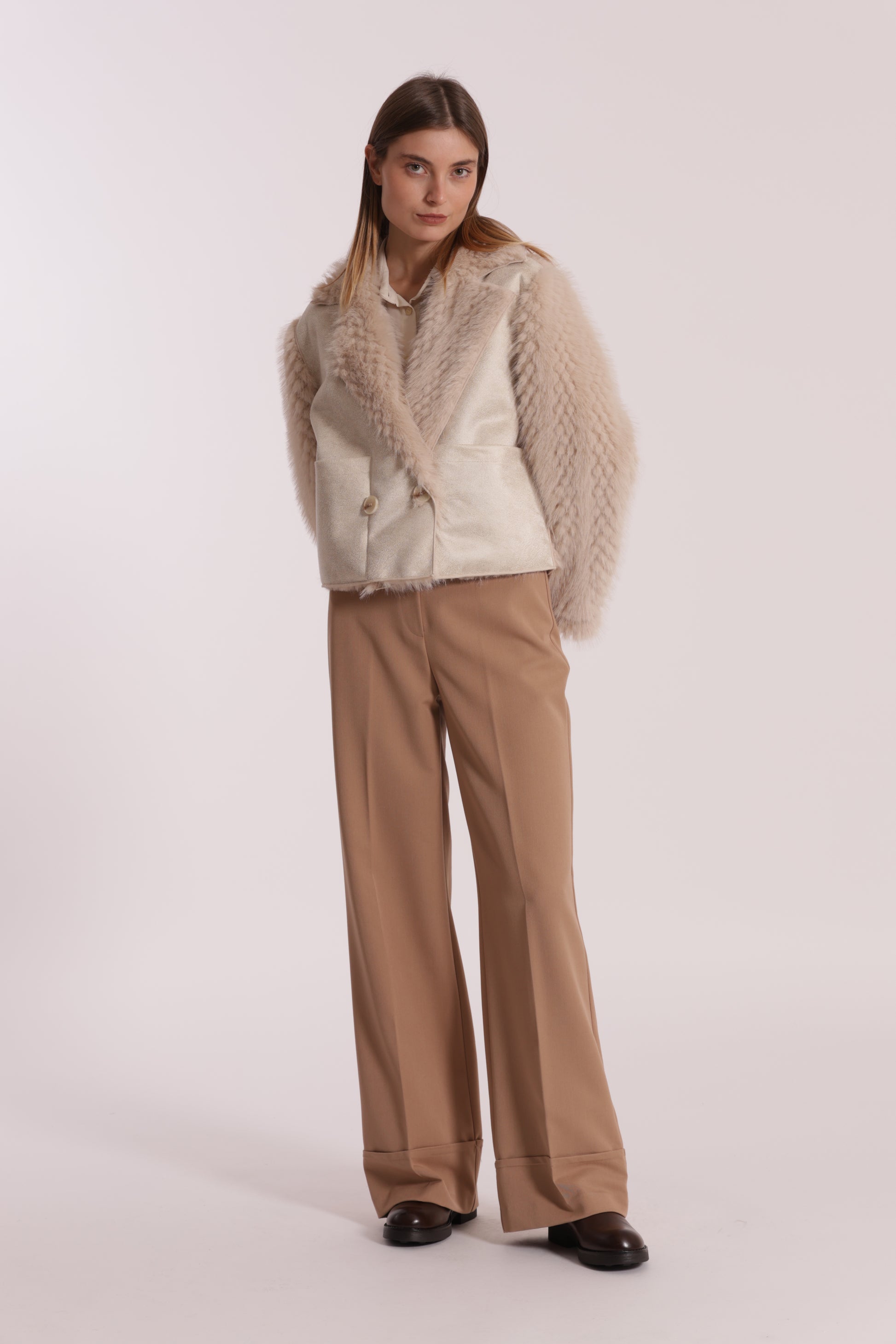 GIUBBOTTO CROPPED REVERSIBILE EFFETTO MONTONE