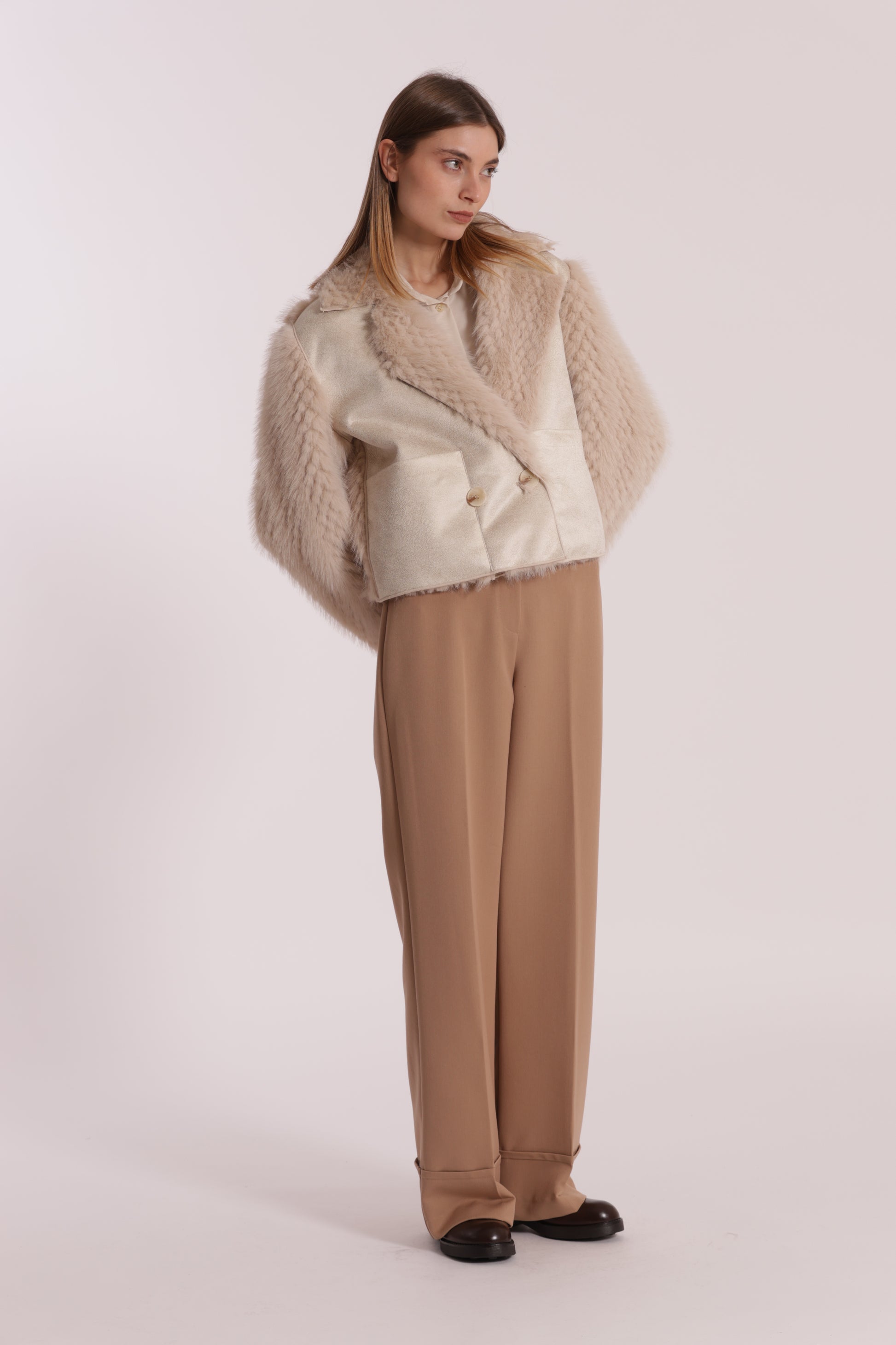 GIUBBOTTO CROPPED REVERSIBILE EFFETTO MONTONE