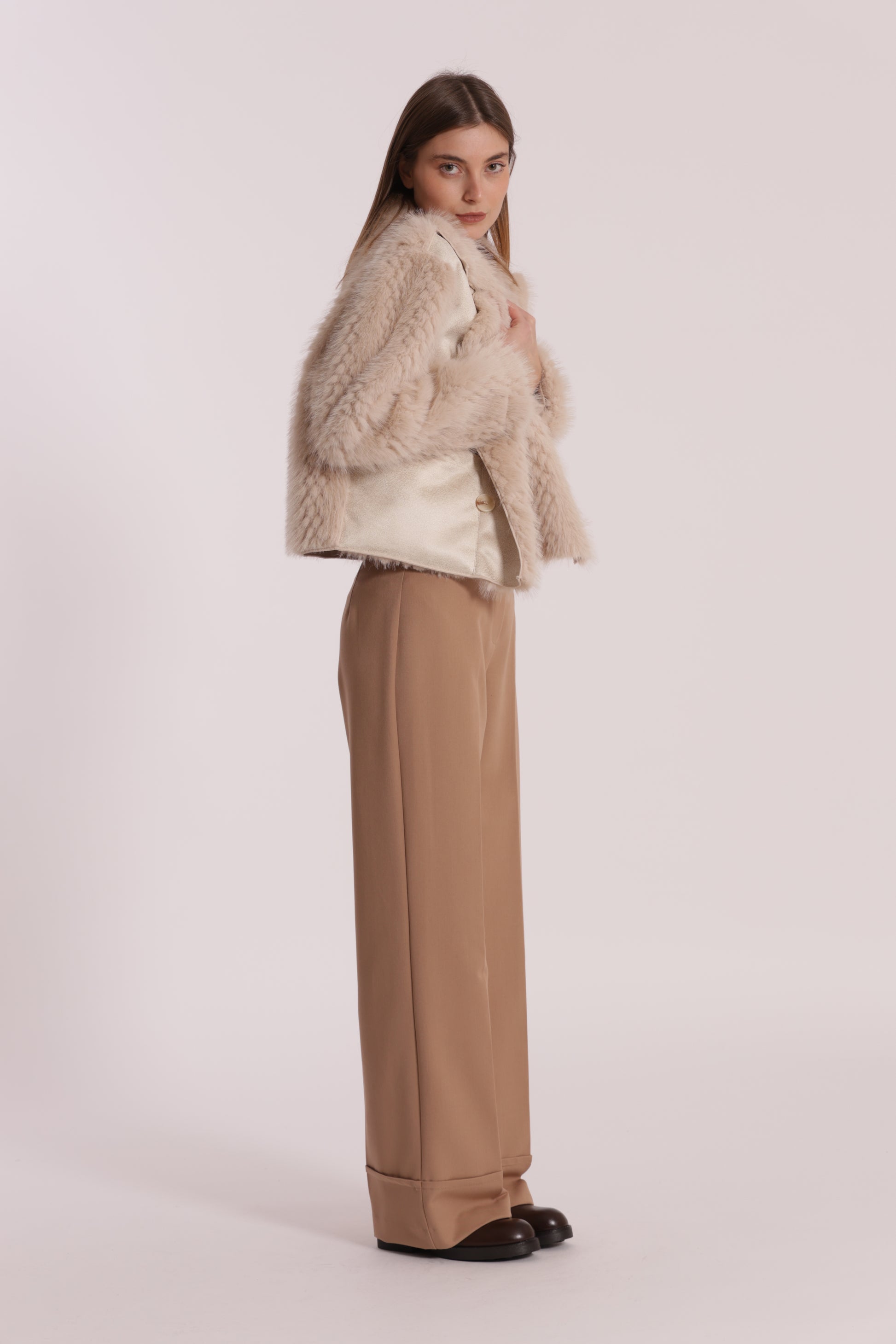 GIUBBOTTO CROPPED REVERSIBILE EFFETTO MONTONE