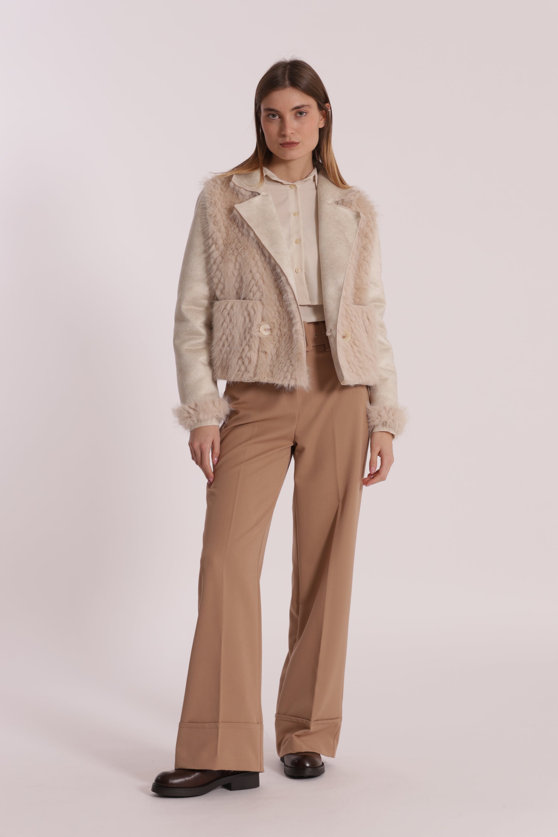 GIUBBOTTO CROPPED REVERSIBILE EFFETTO MONTONE